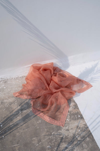 Coral zari polka dupatta