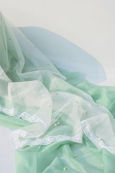 White zari polka dupatta