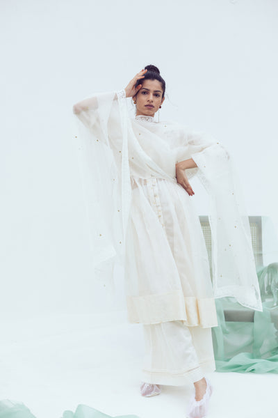 White chanderi pants