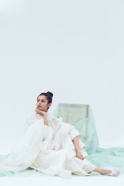 White chanderi pants