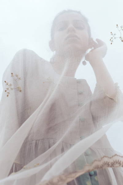 Ash zari butti dupatta