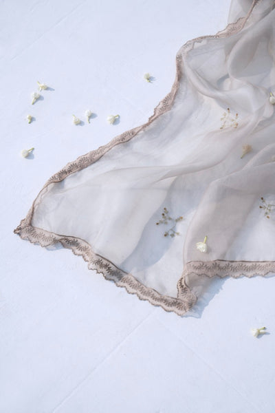 Ash zari butti dupatta